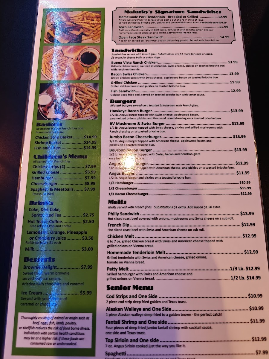 Malarky's Bar and Grill Photo Menu 1