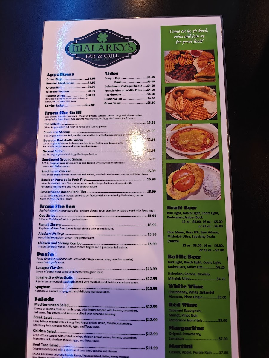 Malarky's Bar and Grill Photo Menu 2