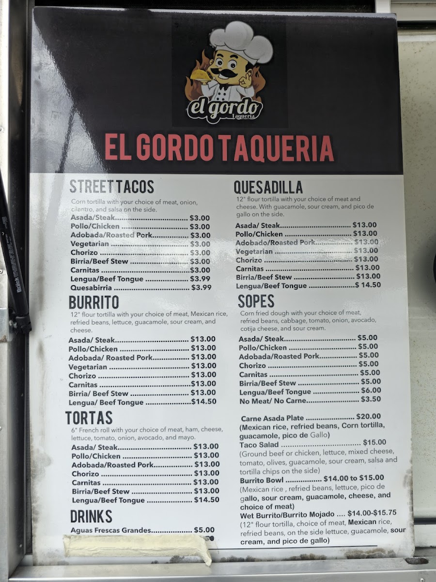 El Gordo Taqueria Photo Menu 2