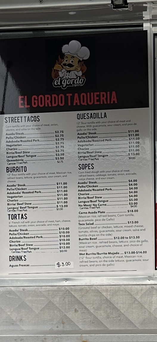 El Gordo Taqueria Photo Menu 5