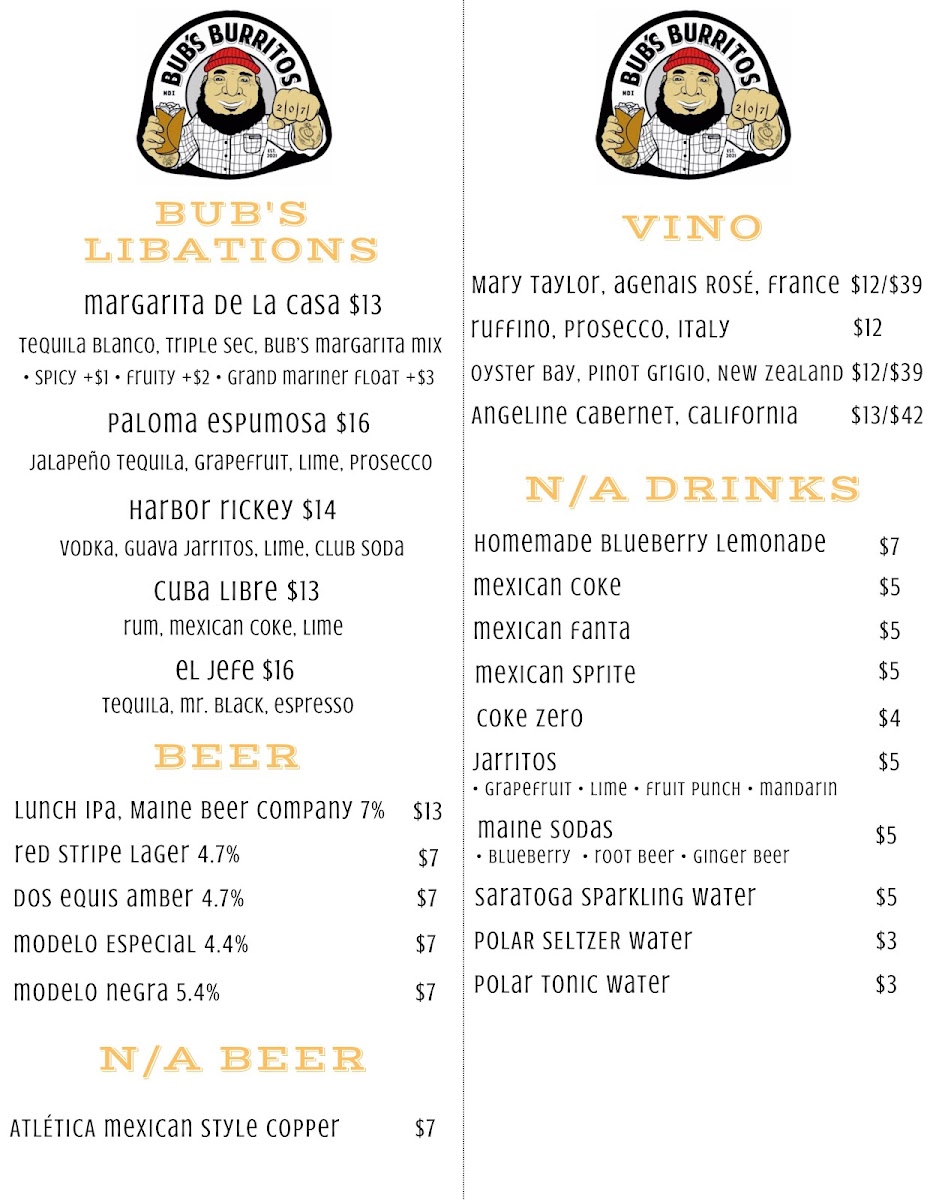 BUB'S BURRITOS Photo Menu 1
