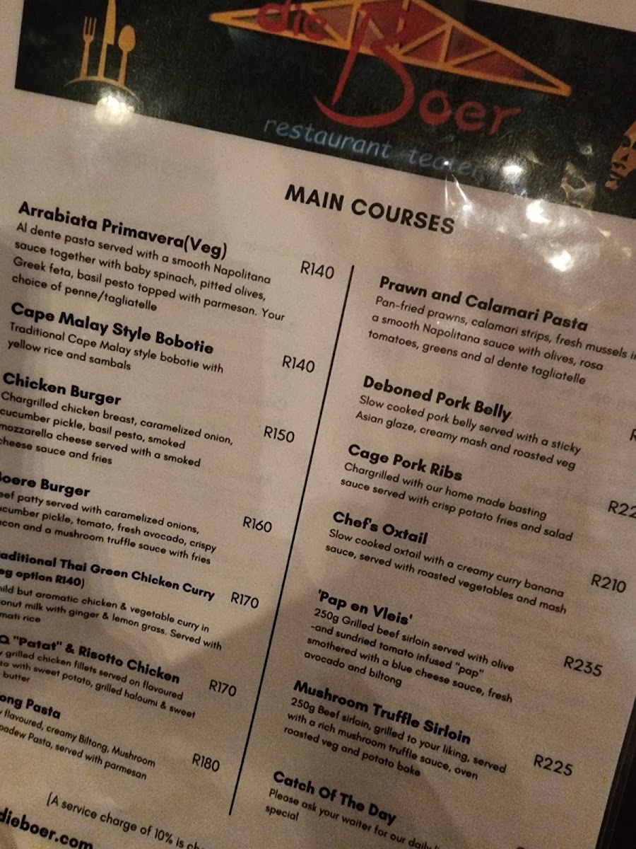 Die Boer Restaurant Durbanville Photo Menu 6
