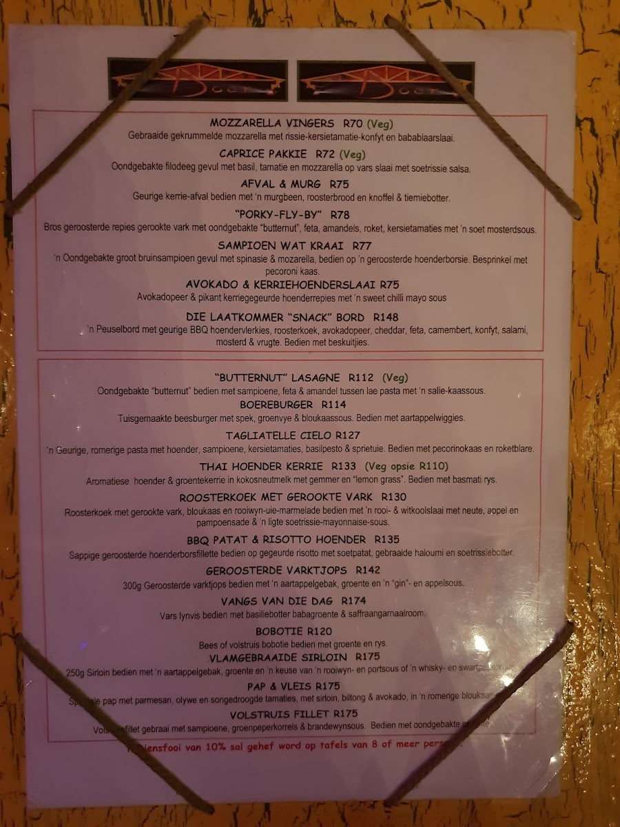 Die Boer Restaurant Durbanville Photo Menu 7