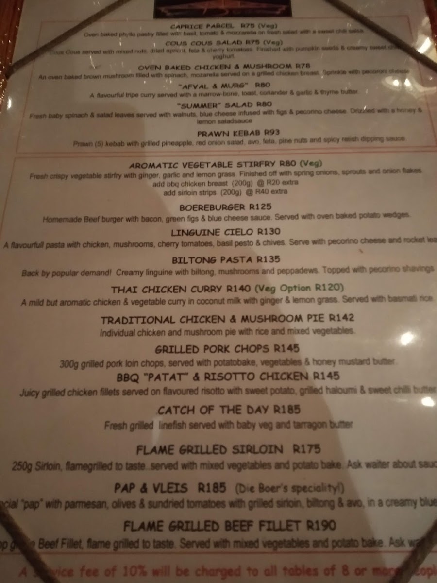 Die Boer Restaurant Durbanville Photo Menu 8