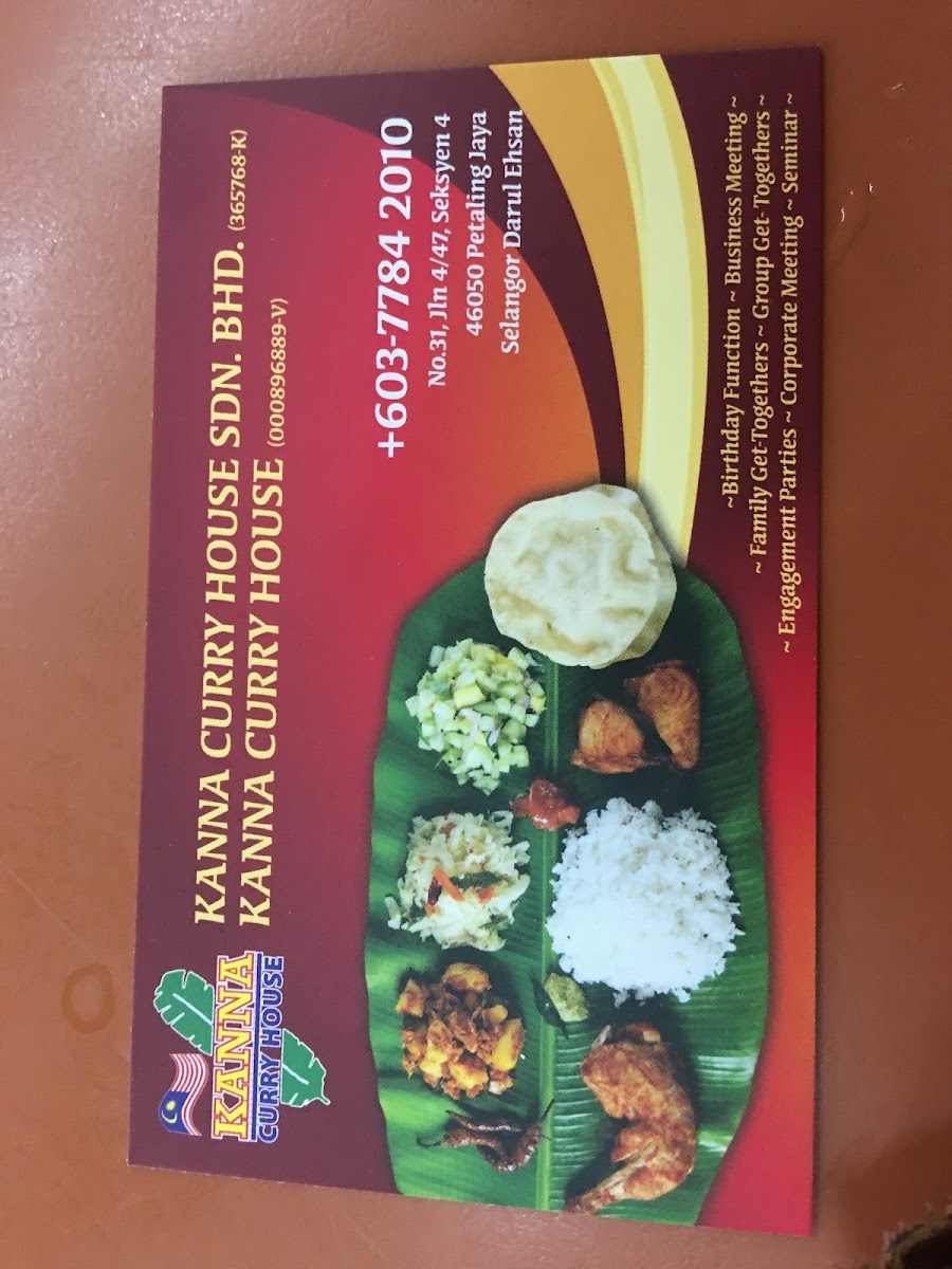 Kanna Curry House Restaurant & Catering @ Section 4 PJ Photo Menu 4