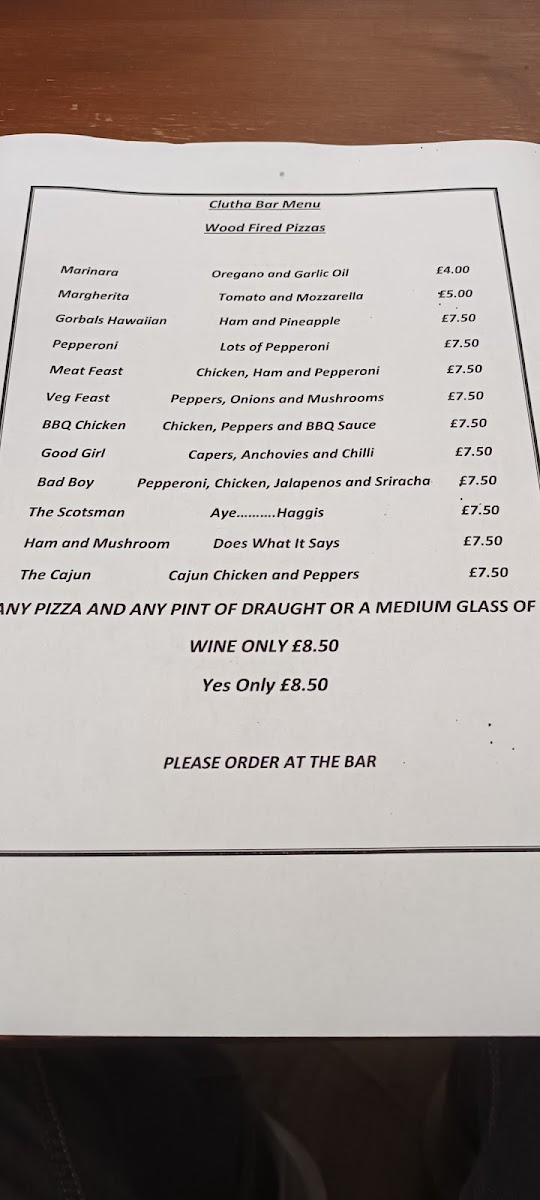Clutha & Victoria Bar Photo Menu 5