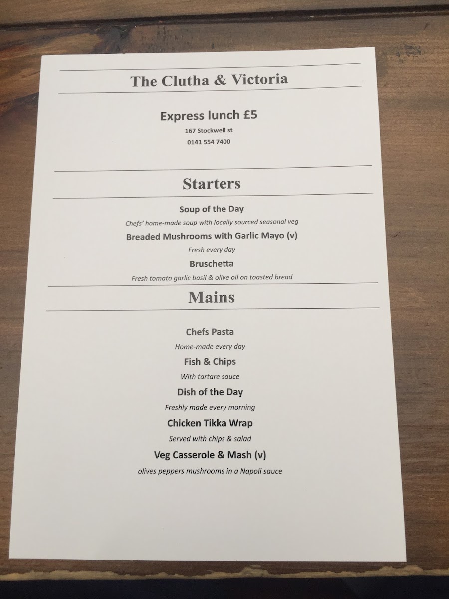 Clutha & Victoria Bar Photo Menu 7