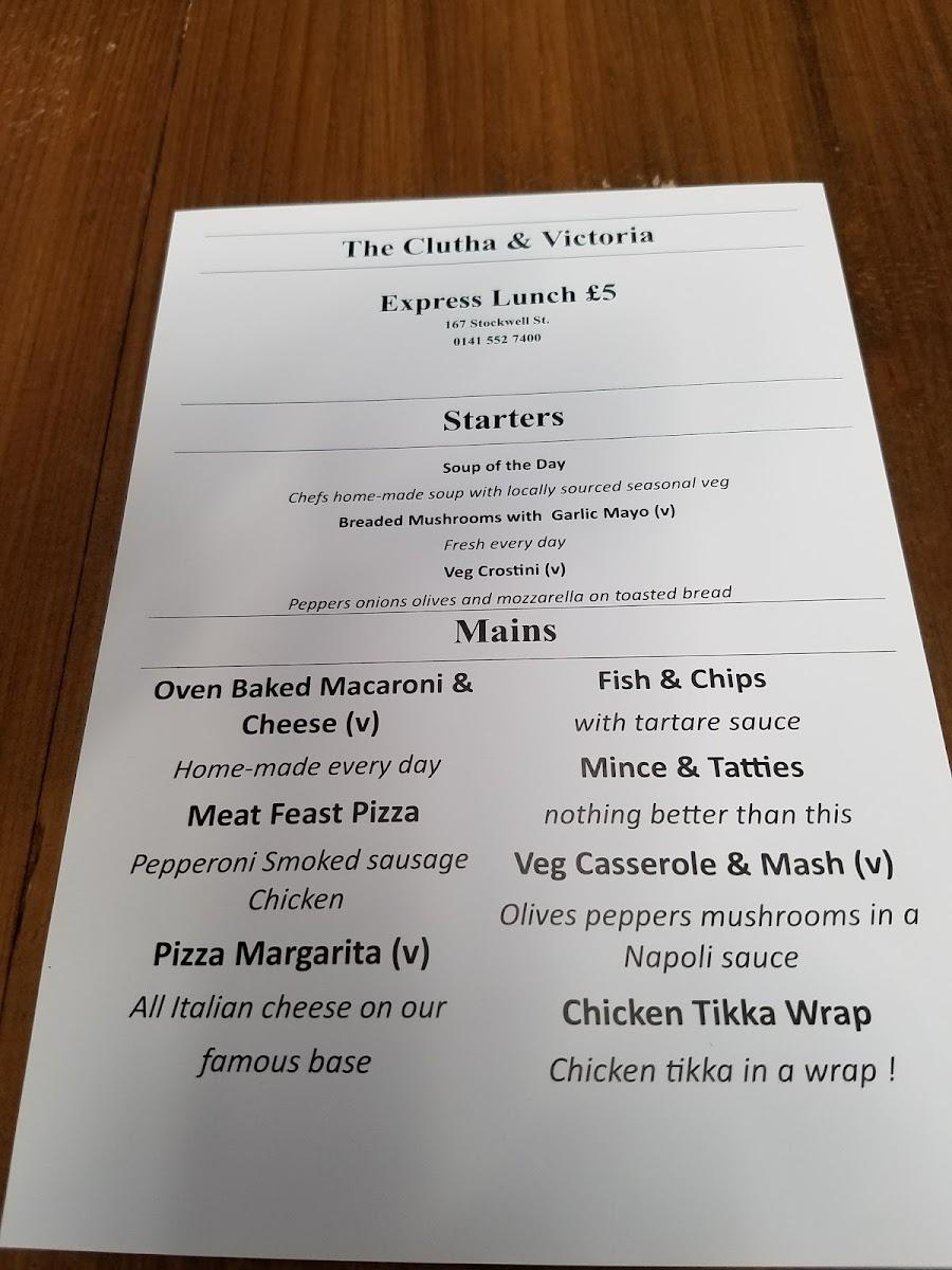Clutha & Victoria Bar Photo Menu 8