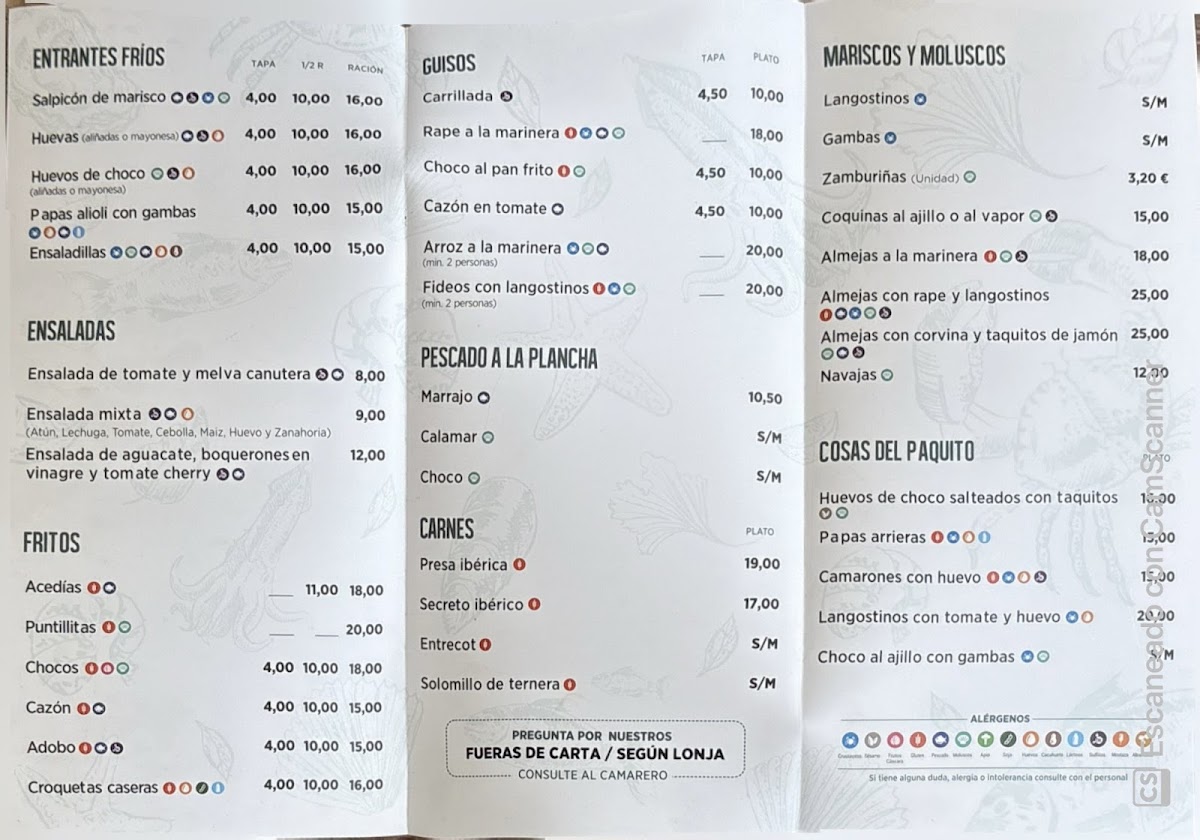 Restaurante casa Paquito Photo Menu 2