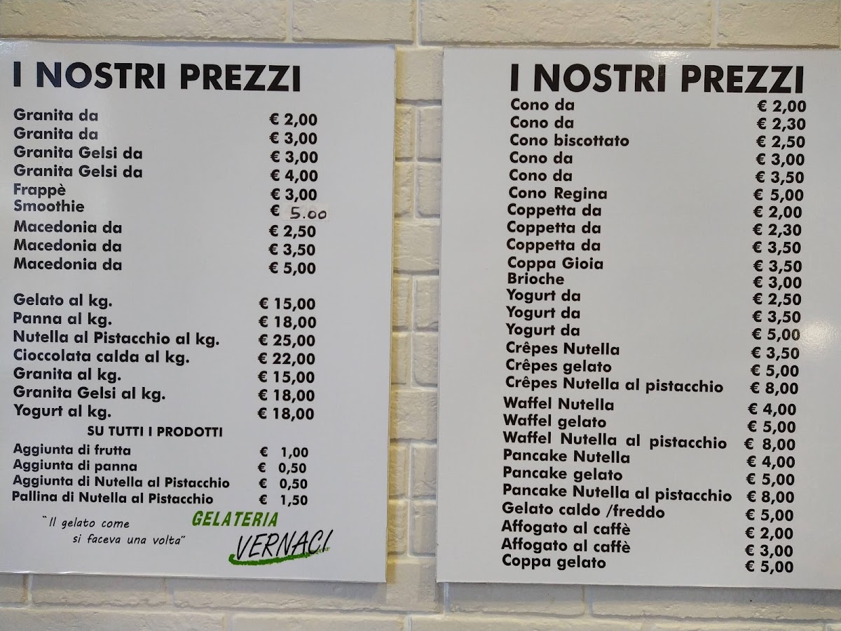 Gelateria Vernaci Photo Menu 2