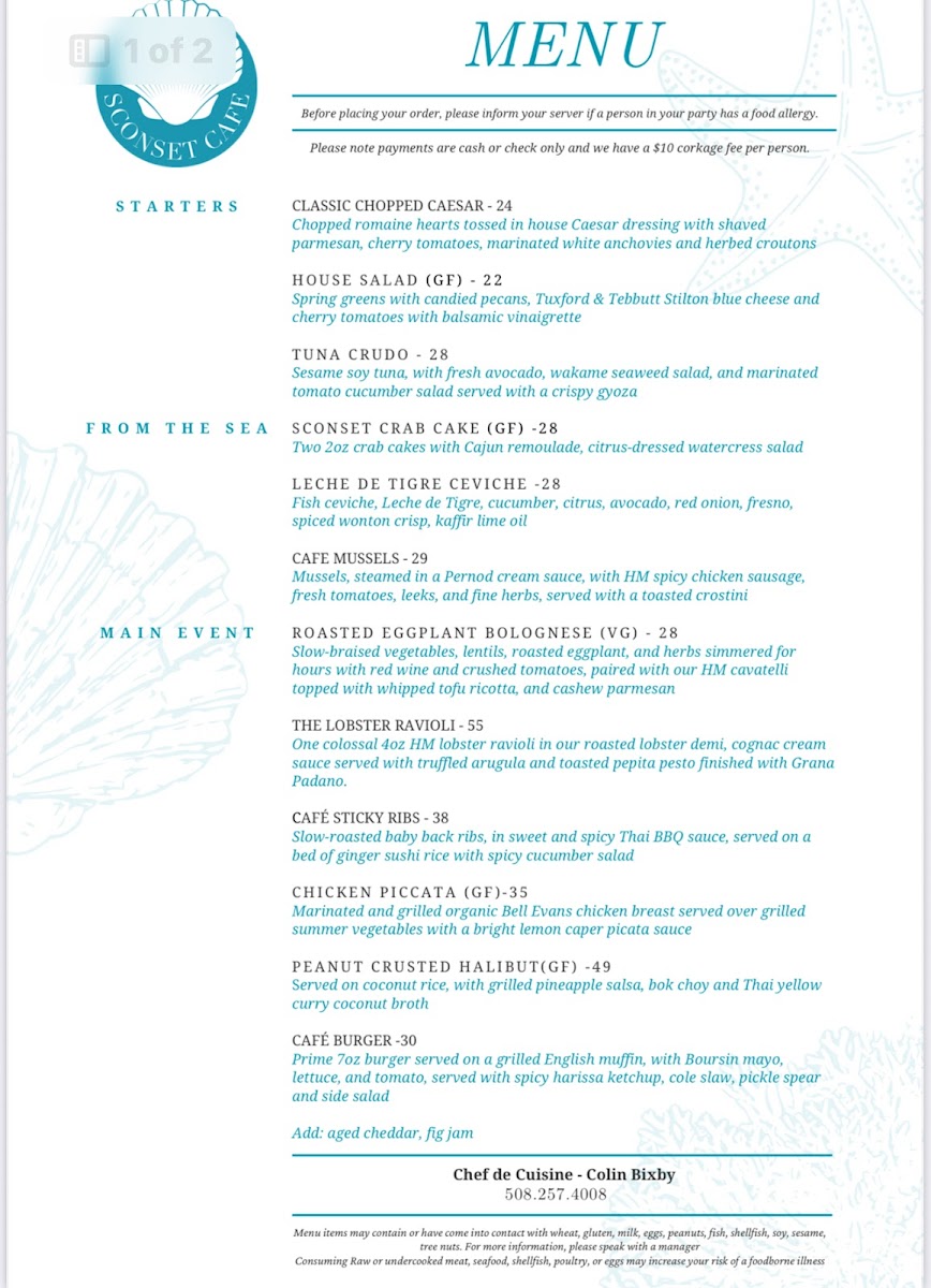 Sconset Café Photo Menu 1
