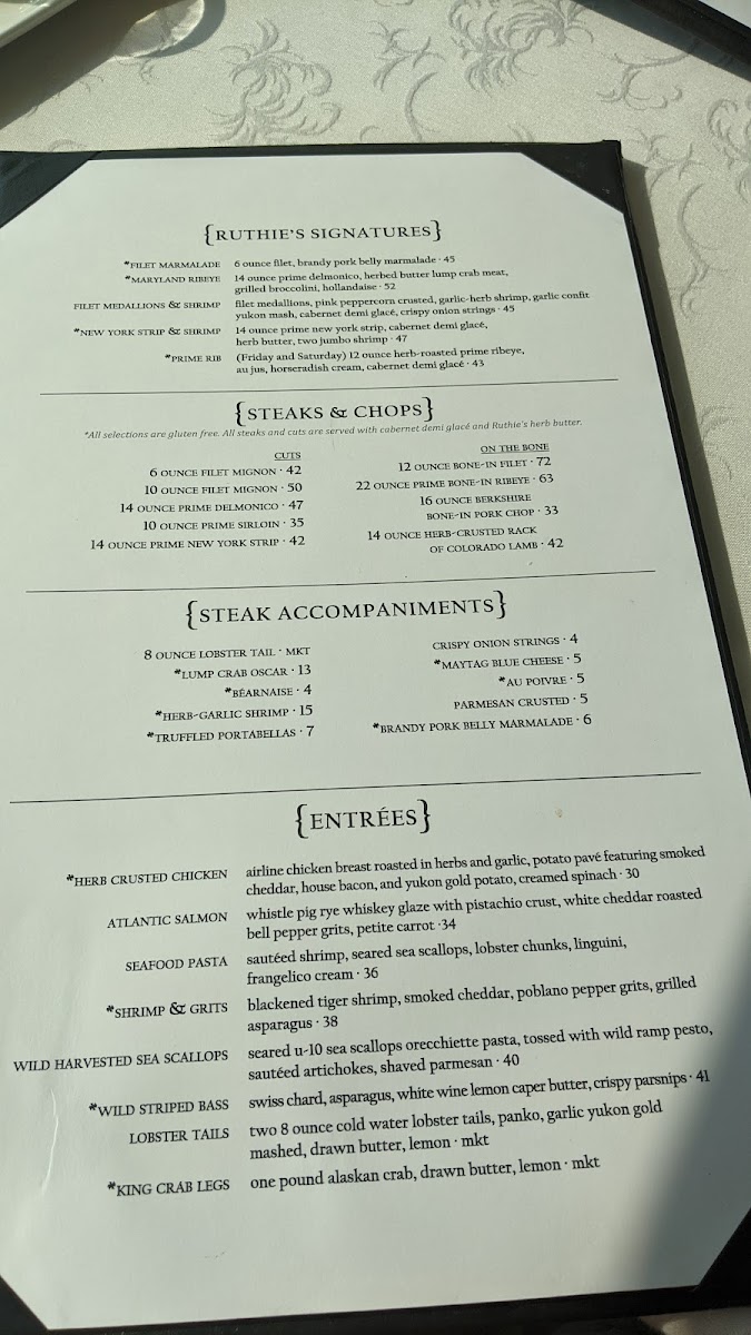 Ruthie's Steaks & Seafood Photo Menu 10