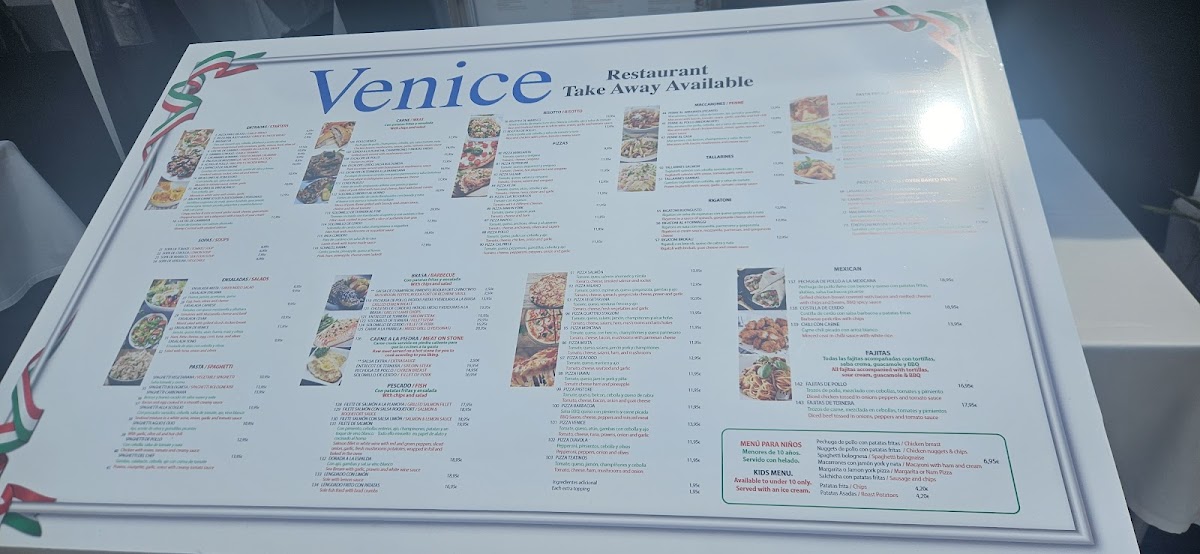 Venice Restaurant Photo Menu 1