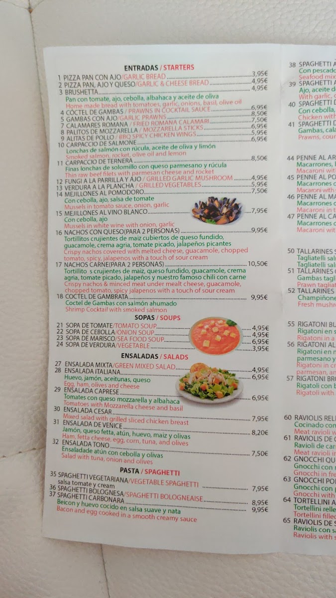 Venice Restaurant Photo Menu 3