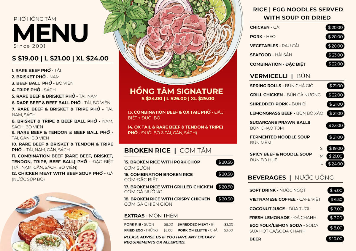 Pho Hong Tam Photo Menu 1
