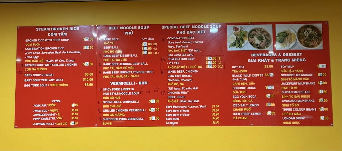 Pho Hong Tam Photo Menu 2