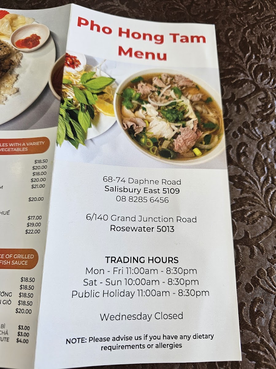 Pho Hong Tam Photo Menu 5