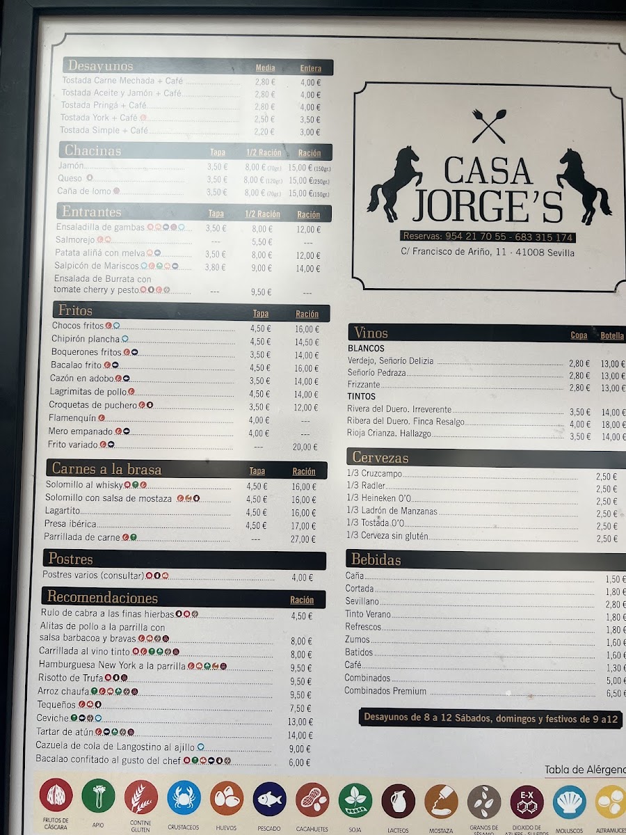 Bar restaurante CASA JORGE'S | SEVILLA Photo Menu 10