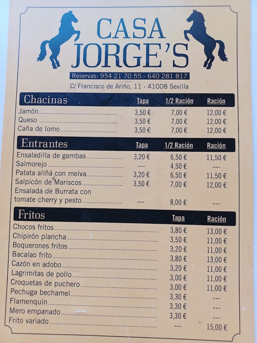 Bar restaurante CASA JORGE'S | SEVILLA Photo Menu 3