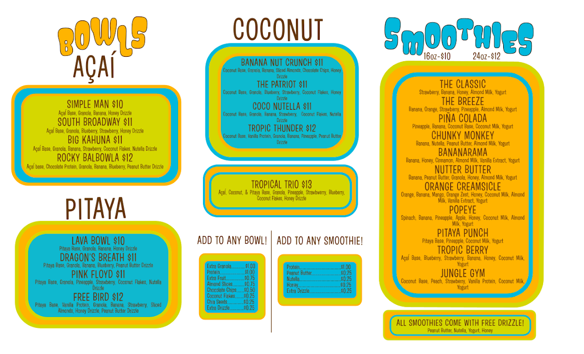 Tropic Bowls NJ Photo Menu 1
