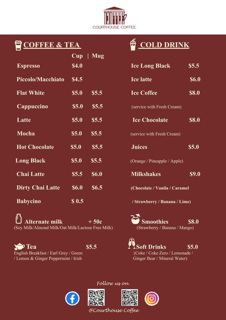 Courthouse Coffee Photo Menu 1