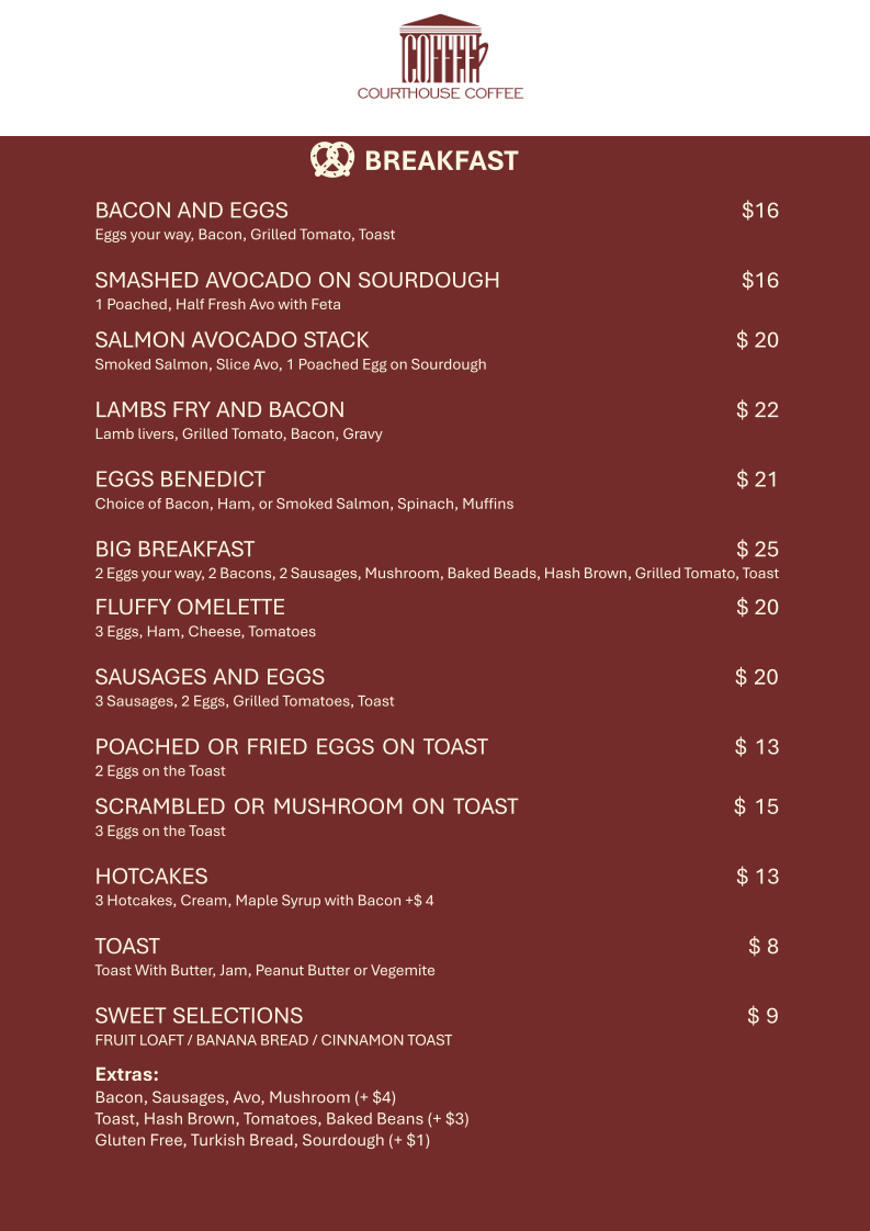 Courthouse Coffee Photo Menu 2