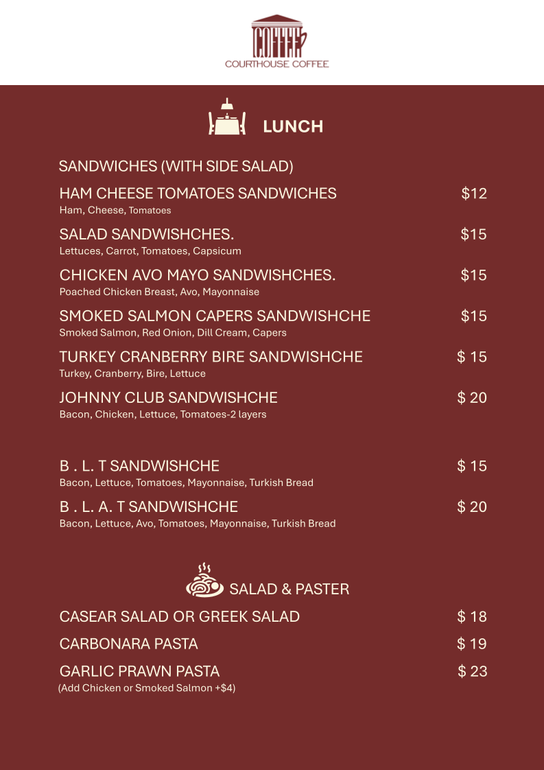 Courthouse Coffee Photo Menu 3