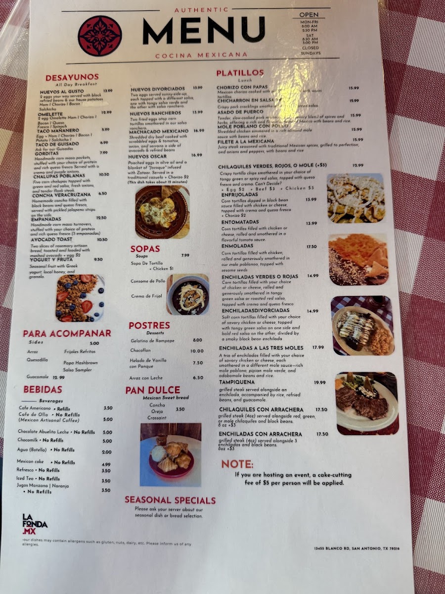 La Fonda Mx Photo Menu 2