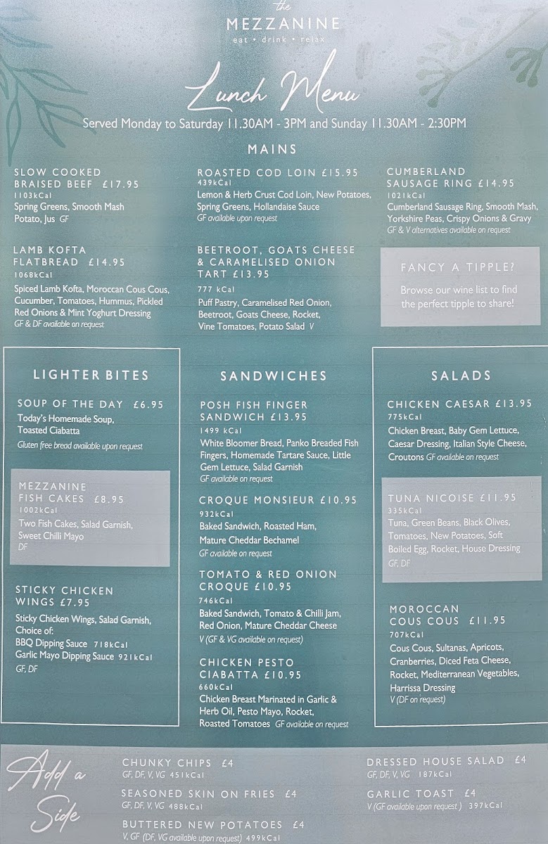The Mezzanine Photo Menu 1