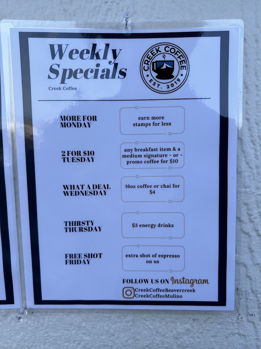 Creek Coffee Photo Menu 5