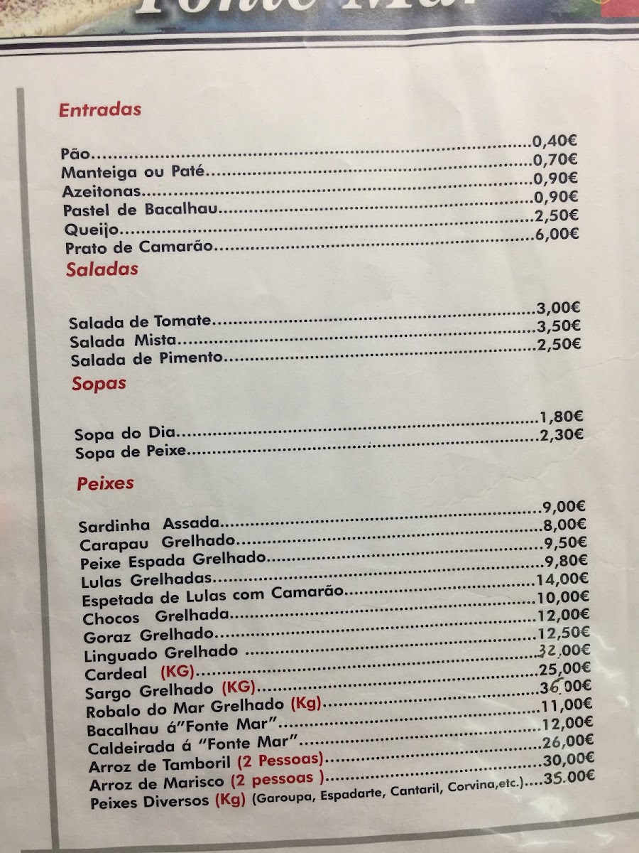Restaurante Fonte Mar Photo Menu 10