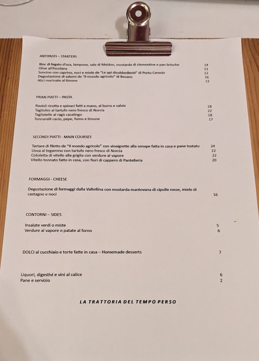 La trattoria del tempo perso Photo Menu 1