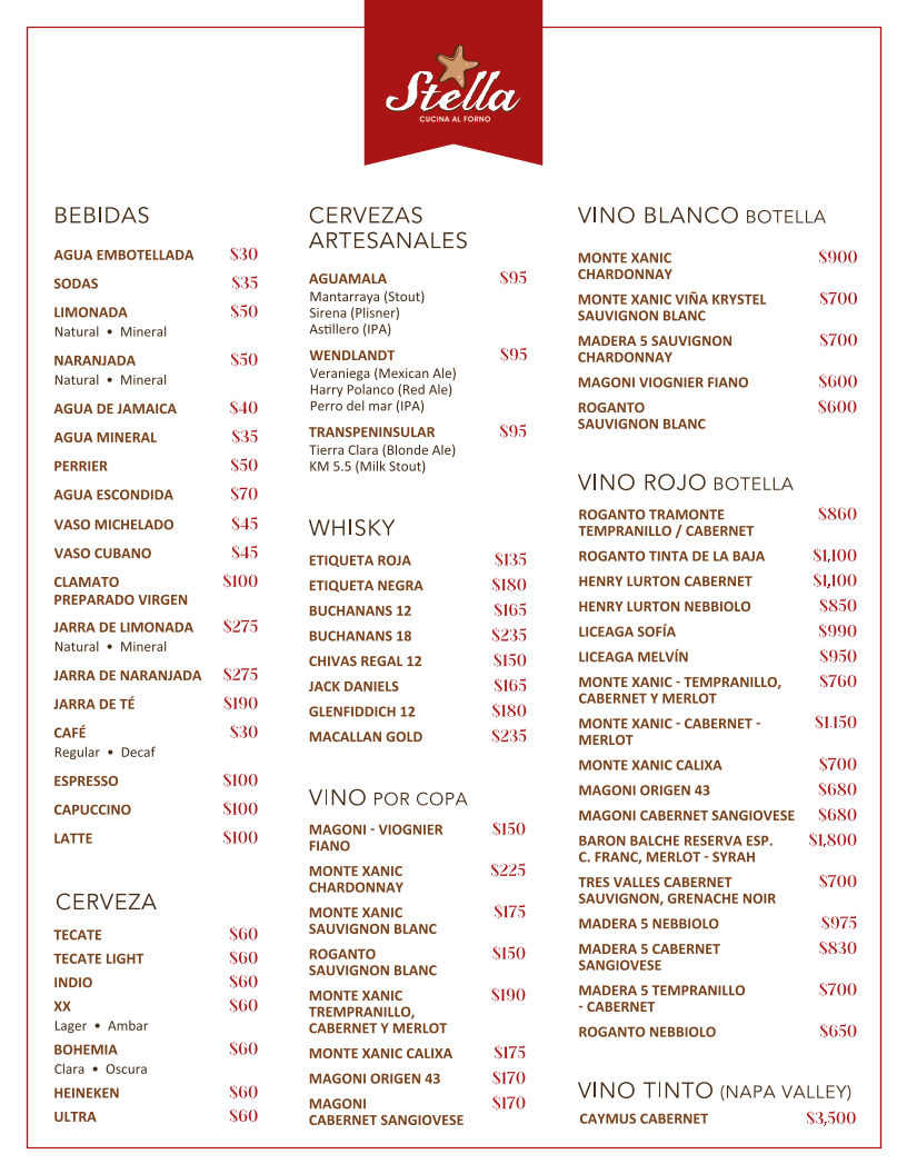 Stella, Cucina Al Forno Photo Menu 2