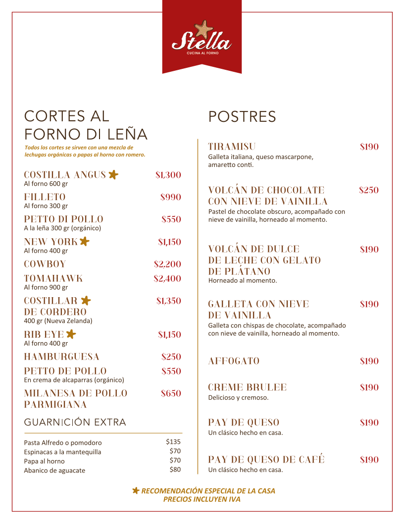 Stella, Cucina Al Forno Photo Menu 3
