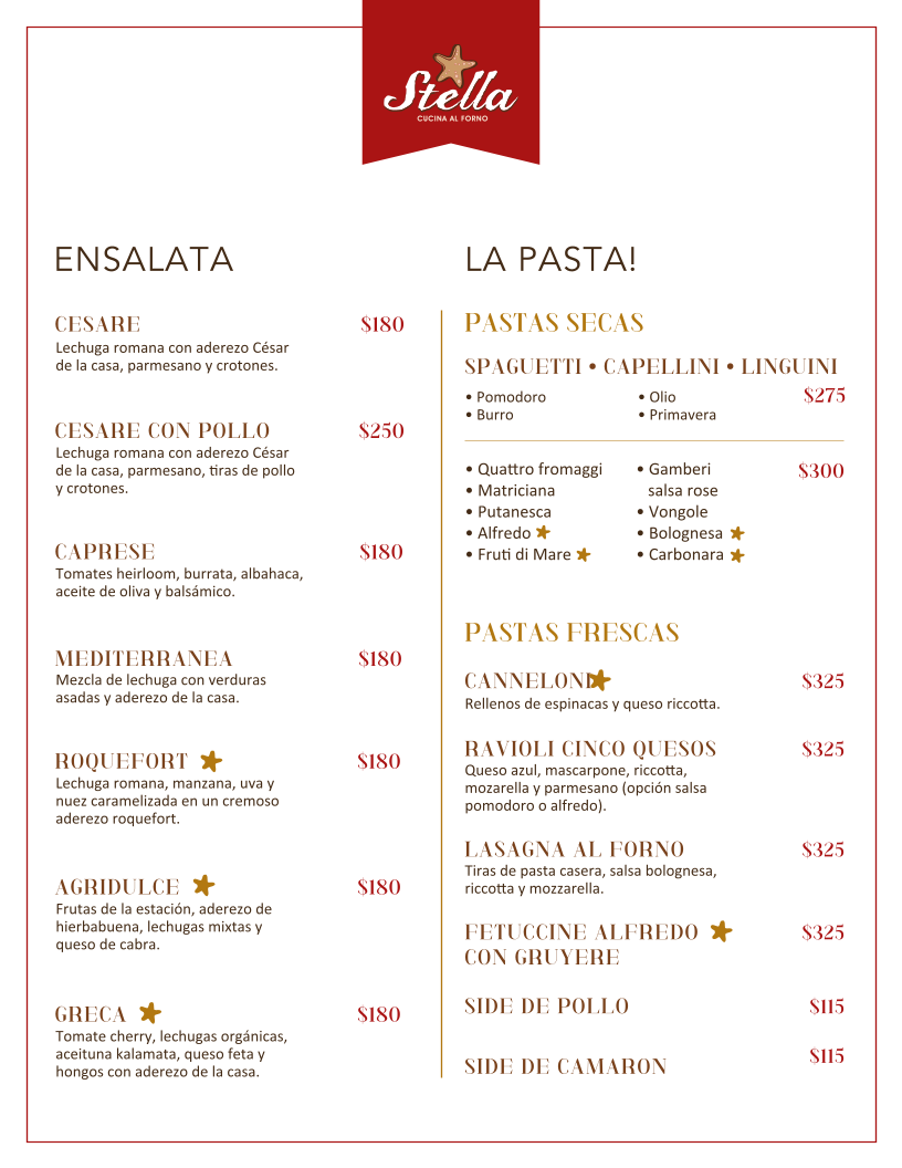 Stella, Cucina Al Forno Photo Menu 5
