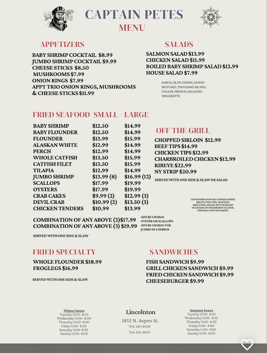 Captain Pete's Photo Menu 1