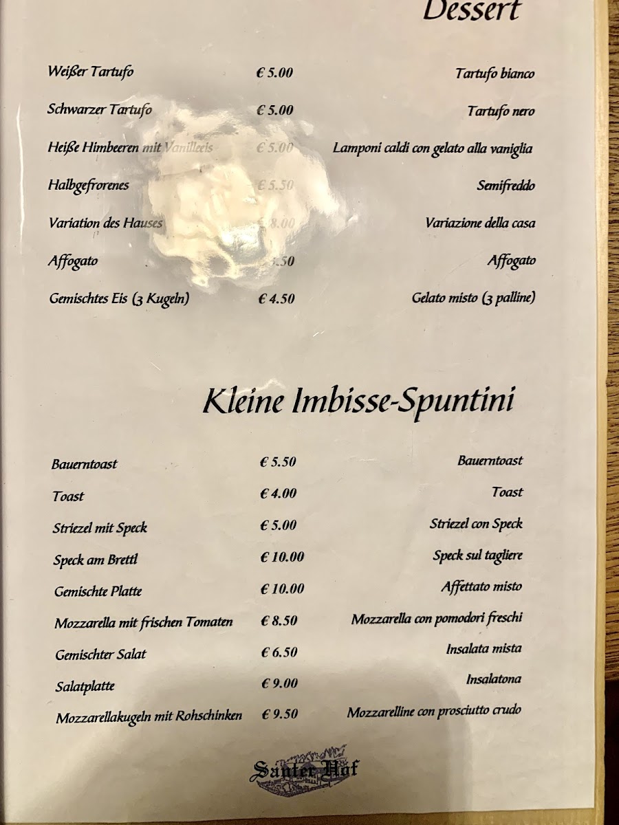 Pizzeria Santer Hof Photo Menu 2