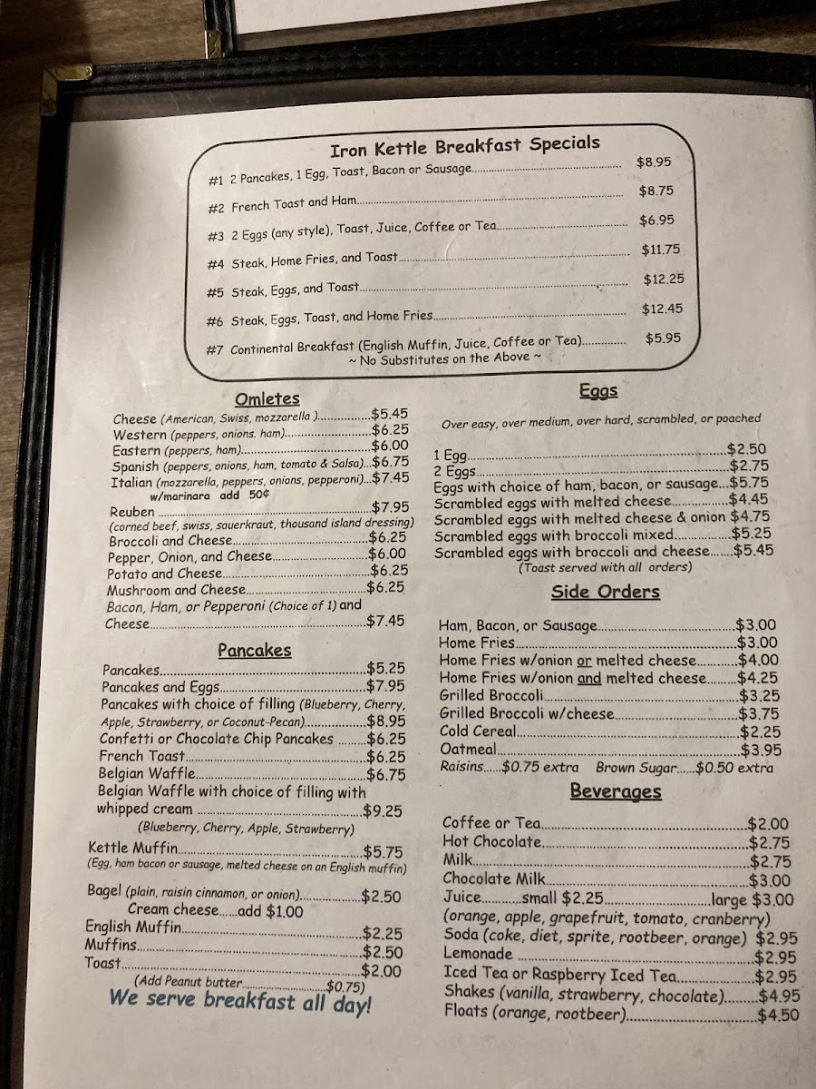 Iron Kettle Restaurant Photo Menu 2