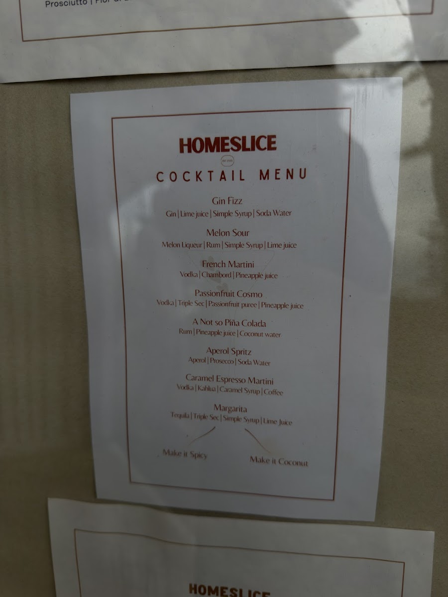 Homeslice Pizza Bar *Port Macquarie* Photo Menu 10