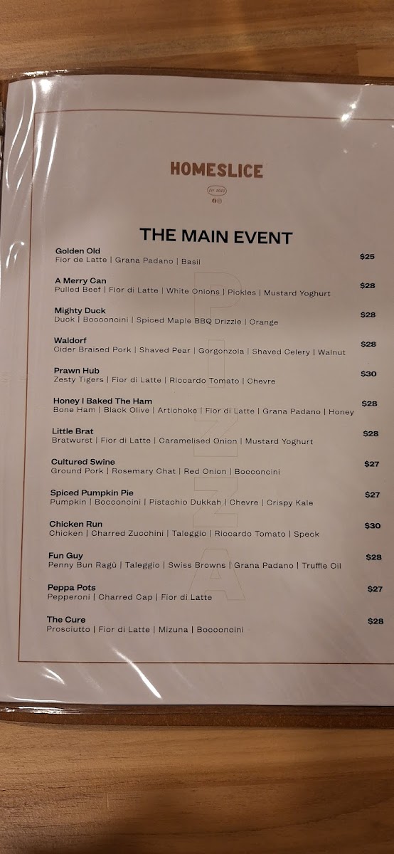Homeslice Pizza Bar *Port Macquarie* Photo Menu 9
