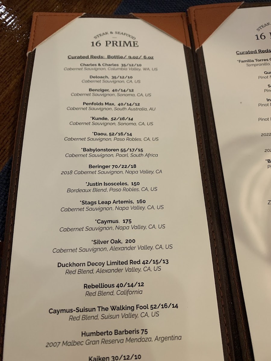 16 Prime Steak & Seafood Photo Menu 3