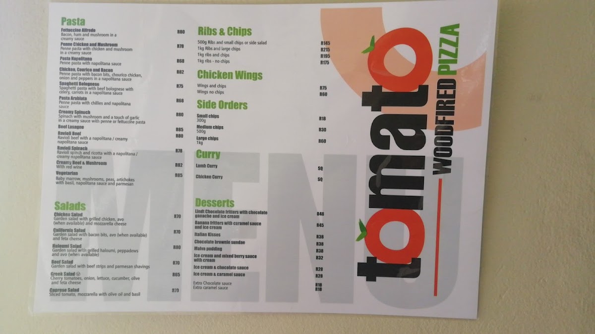 TOMATO WOODFIRED PIZZA Photo Menu 2
