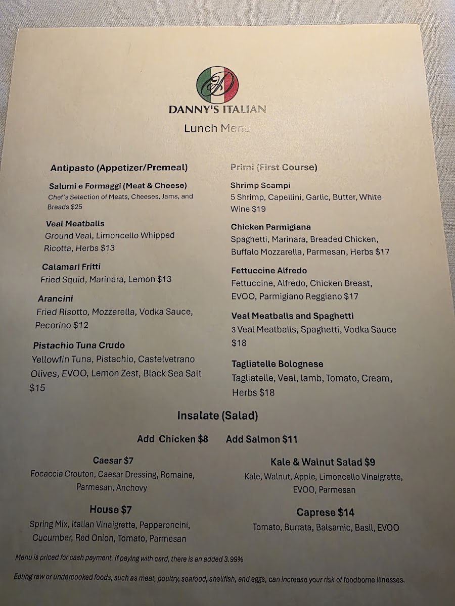 Danny’s Italian Photo Menu 1
