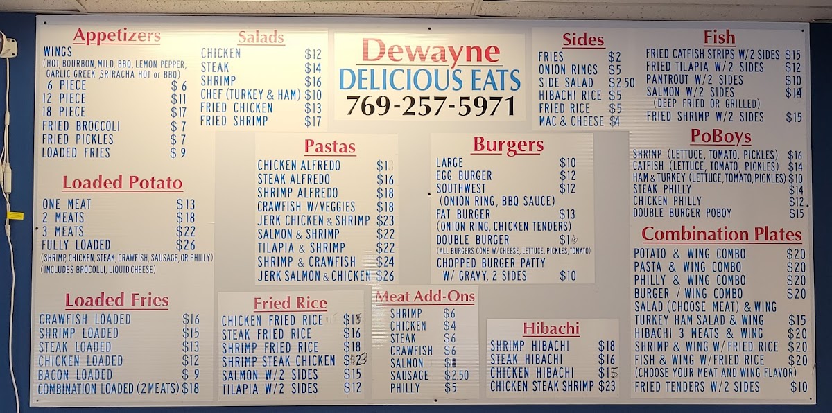 Dewayne Delicious Eats South Photo Menu 1