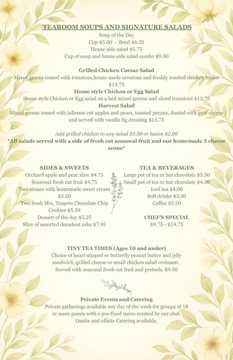 Mrs. Teapots Tearoom and Eatery Photo Menu 3