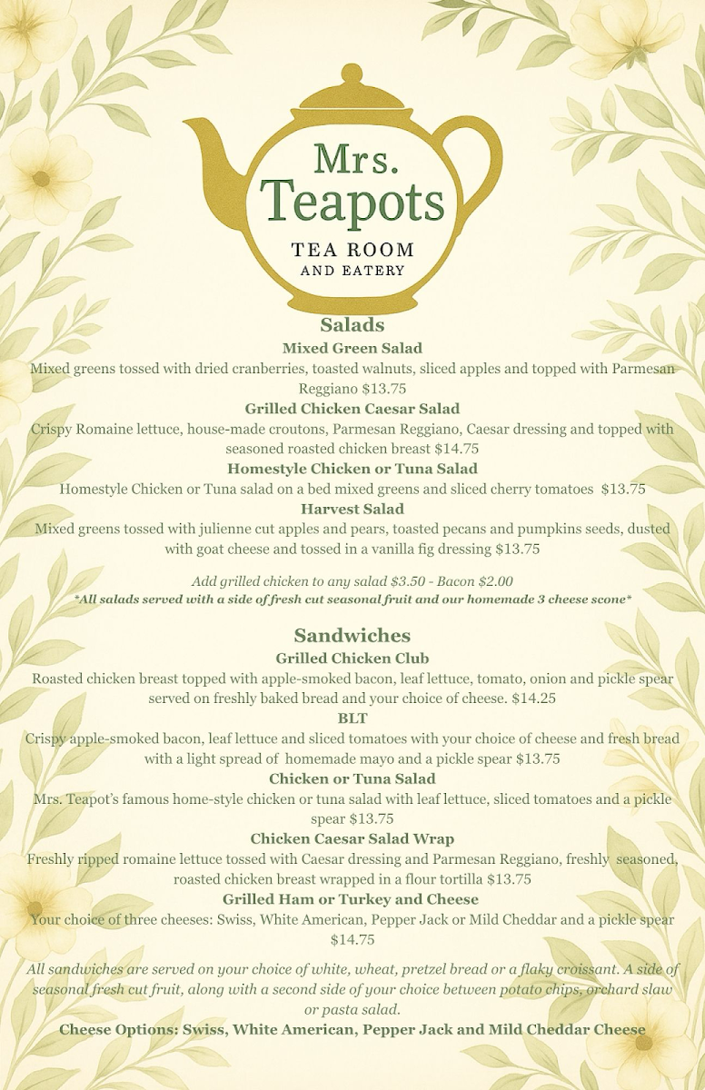 Mrs. Teapots Tearoom and Eatery Photo Menu 5