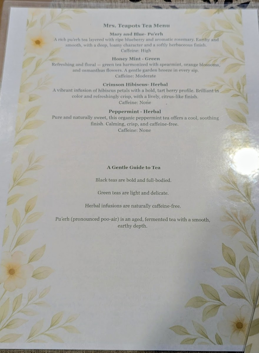 Mrs. Teapots Tearoom and Eatery Photo Menu 7