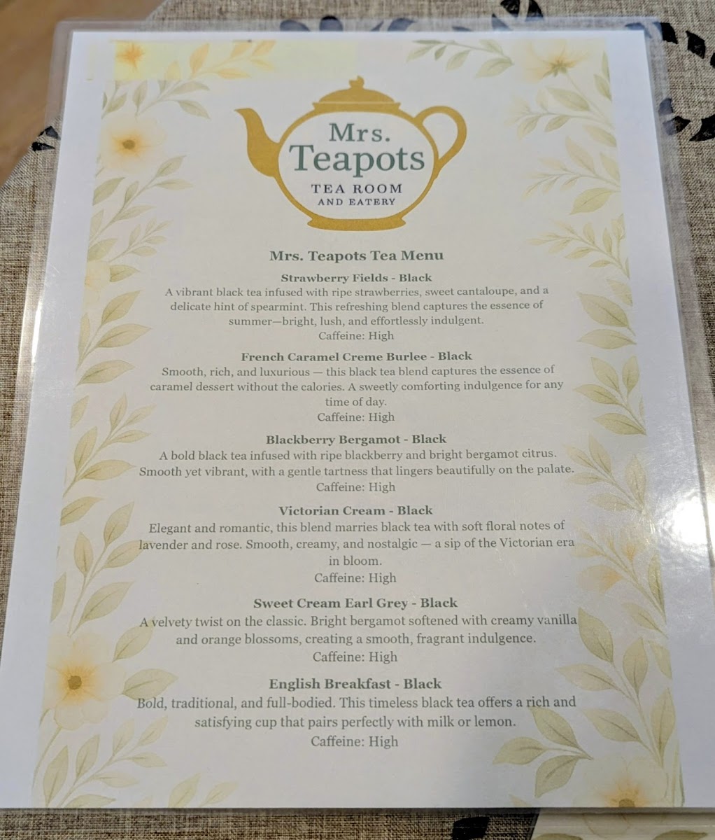 Mrs. Teapots Tearoom and Eatery Photo Menu 8