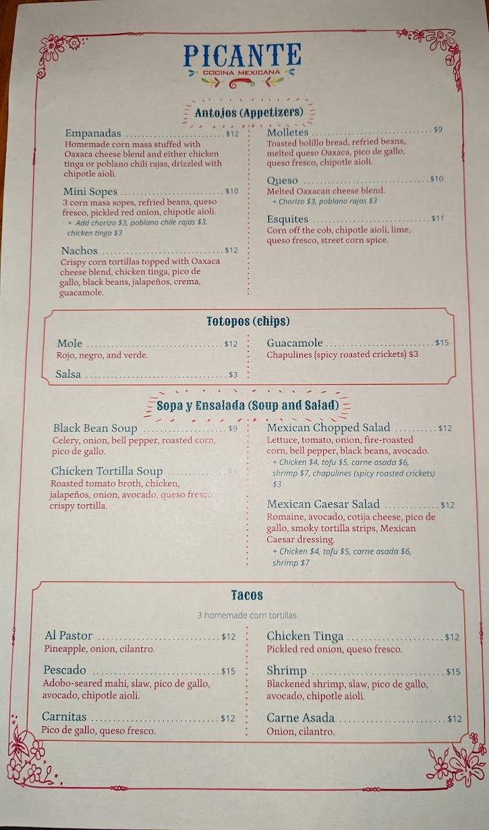 Picante Annapolis Photo Menu 4