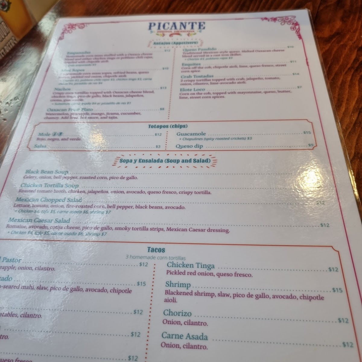 Picante Annapolis Photo Menu 9
